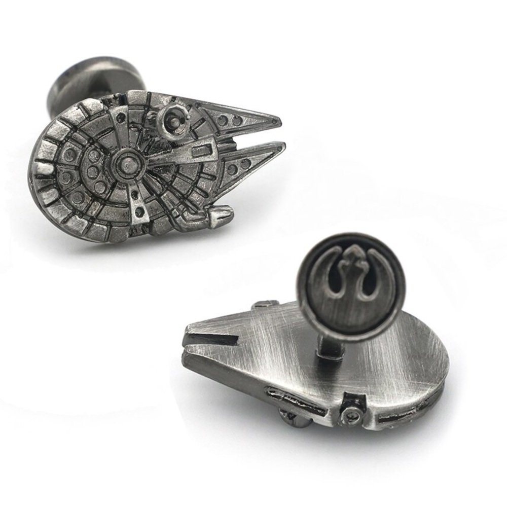 Gunmetal and Silver Star Wars Millennium Falcon Cufflinks - Picture 3 of 16